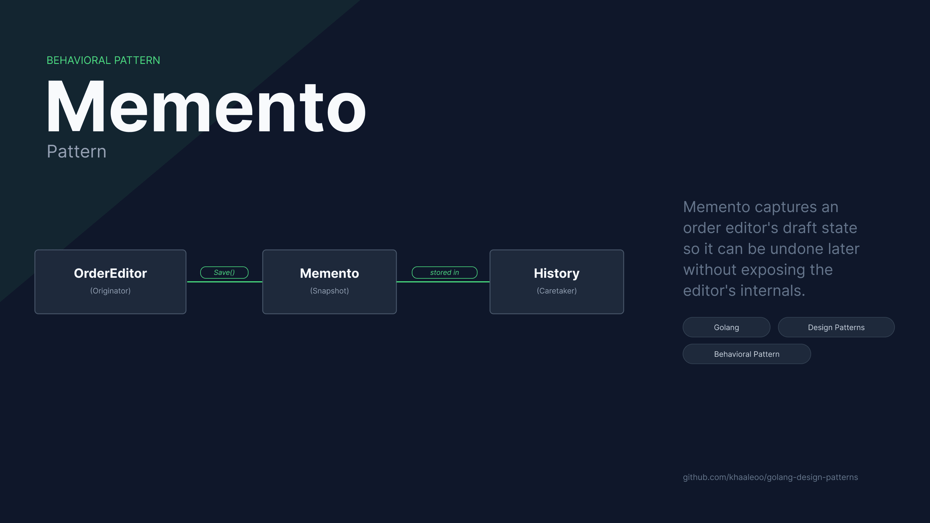 Golang Design Patterns - Memento Pattern